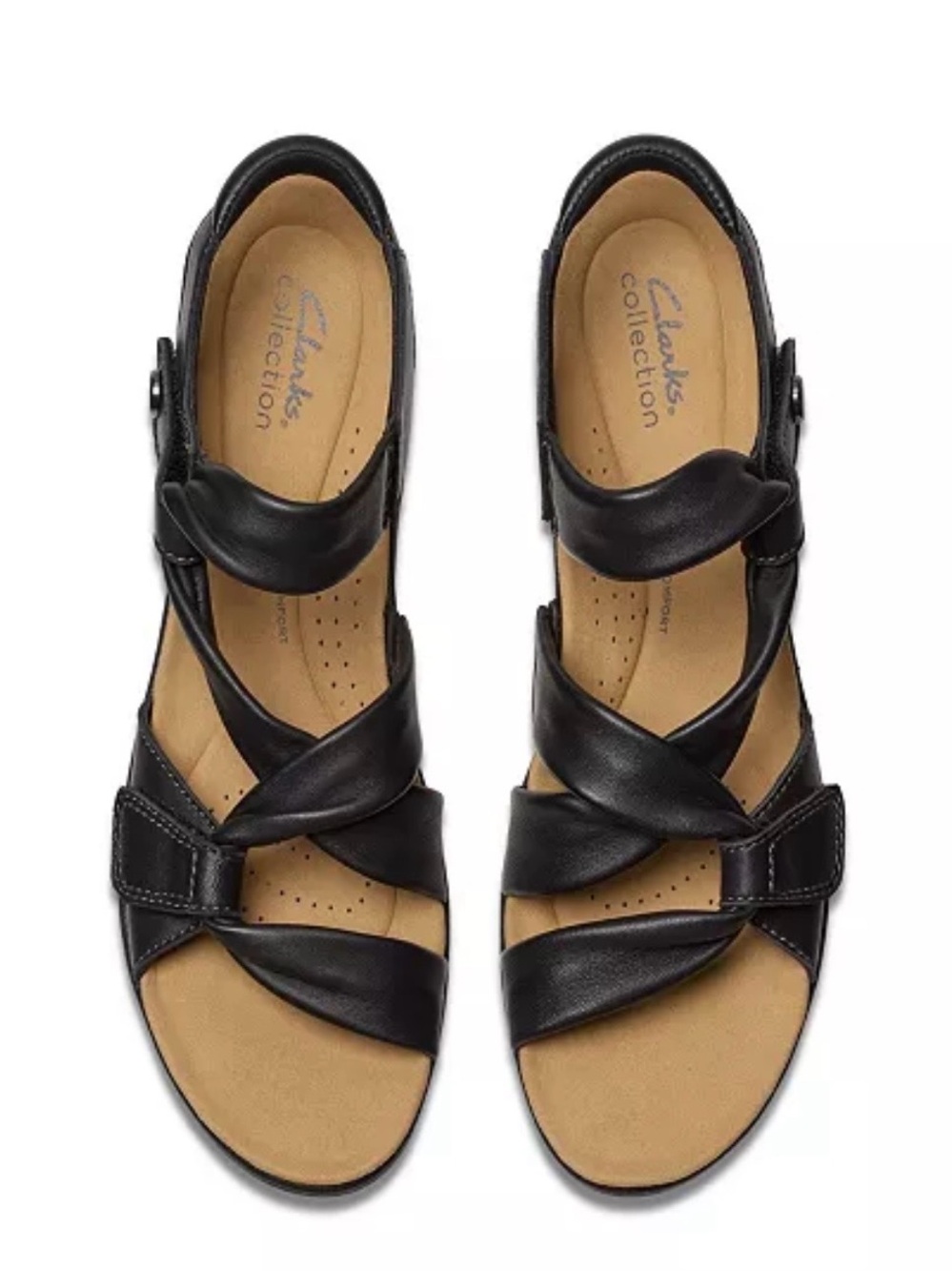 Clarks Black Leather Strappy Women's Comfort Sandals
